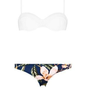 White Triangl Style Bikini Floral